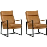 Nohr Fauteuil Bryony Met voetenbank, Lederlook - Cognac