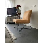 Leren fauteuil zonder armleuning met kruisframe - cognac kleur leer - Echt leer, Industrieel, ontdek de vele Leersoorten en Kleuren bij ShopX
