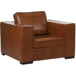 Cognac leren landelijke fauteuil Fine - poot hout zwart - Granada leer Savannah (cognac leer)