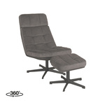 LABEL51 Fauteuil Alvar - Taupe - Micro Suede - Incl. Hocker