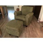 Leren fauteuil met houten poten - met hocker - groen leer - Echt leer, Klassiek, ontdek de vele Leersoorten en Kleuren bij ShopX