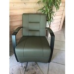 Leren fauteuil met kruisframe - groen leer - Echt leer, Modern, ontdek de vele Leersoorten en Kleuren bij ShopX