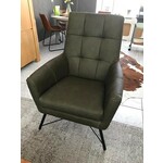 Leren fauteuil volledig gestoffeerd - met hoge rug - groen leer - Echt leer, Modern, ontdek de vele Leersoorten en Kleuren bij ShopX