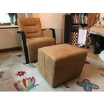 Leren fauteuil met stalen frame - met hocker - bruin leer - Echt leer, Industrieel, ontdek de vele Leersoorten en Kleuren bij ShopX