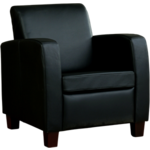 Donkergrijze leren landelijke fauteuil Joy - poot hout bruin - Kenia Leer Antracite (donkergrijs leer)