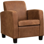 Leren fauteuil Joy - Kenia Leer Antracite - Hout zwart