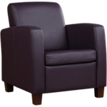Bruine leren landelijke fauteuil Joy - poot hout bruin - Kenia Leer Walnut (bruin leer)