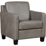 Bruine leren landelijke fauteuil Joy - poot hout zwart - Kenia Leer Brown (bruin leer)