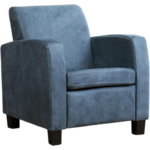 Donkergrijze leren landelijke fauteuil Joy - poot hout zwart - Kenia Leer Antracite (donkergrijs leer)