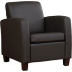 Donkerbruine leren landelijke fauteuil Joy - poot hout bruin - Toledo Leer Caffe (donkerbruin leer)