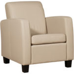 Leren fauteuil Joy - Kenia Leer Taupe - Hout zwart