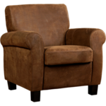 Blauwe leren landelijke fauteuil Joy - poot hout zwart - Kenia Leer Denim (blauw leer)