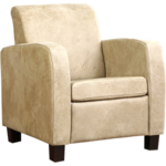 Cognac leren landelijke fauteuil Joy - poot hout zwart - Toledo Leer Natur (cognac leer)