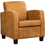 Zwarte leren landelijke fauteuil Joy - poot hout zwart - Toledo Leer Nero (zwart leer)