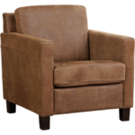 Bruine leren landelijke fauteuil Joy - poot hout bruin - Toledo Leer Natur (bruin leer)