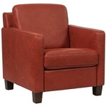 Taupe leren landelijke fauteuil Smart - poot hout zwart - Massif Leer Safari (taupe leer)