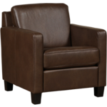 Blauwe leren landelijke fauteuil Joy - poot hout zwart - Toledo Leer Turquoise (blauw leer)