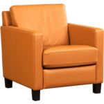 Grijze leren landelijke fauteuil Smart - poot hout zwart - Granada leer Steel (grijs leer)