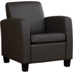 Olijfgroene leren landelijke fauteuil Smart - poot hout bruin - Kenia Leer Olive (olijfgroen leer)