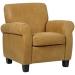 Rode leren landelijke fauteuil Smart - poot hout bruin - Vintage Leer Burgundy (rood leer)
