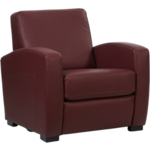 Donkerbruine leren landelijke fauteuil Joy - poot hout zwart - Hermes Leer Caffe (donkerbruin leer)