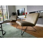 Set van 2 leren fauteuils met stalen frame - rood leer - Echt leer, Industrieel, ontdek de vele Leersoorten en Kleuren bij ShopX