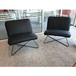 Set van 2 leren fauteuils zonder armleuning met kruisframe - groen leer - Echt leer, Industrieel, ontdek de vele Leersoorten en Kleuren bij ShopX