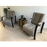 Set van 2 leren fauteuils met stalen frame - geel leer - Echt leer, Industrieel, ontdek de vele Leersoorten en Kleuren bij ShopX