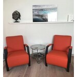 Set van 2 leren fauteuils met stalen frame - groen leer - Echt leer, Industrieel, ontdek de vele Leersoorten en Kleuren bij ShopX
