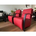 Set van 2 leren fauteuils zonder armleuning met kruisframe - bruin leer - Echt leer, Industrieel, ontdek de vele Leersoorten en Kleuren bij ShopX