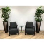Set van 2 leren fauteuils met stalen frame - rood leer - Echt leer, Industrieel, ontdek de vele Leersoorten en Kleuren bij ShopX