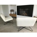 Set van 2 leren fauteuils zonder armleuning met kruisframe - blauw leer - Echt leer, Industrieel, ontdek de vele Leersoorten en Kleuren bij ShopX
