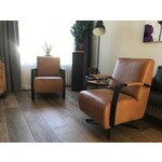Set van 2 leren fauteuils met stalen frame - rood leer - Echt leer, Industrieel, ontdek de vele Leersoorten en Kleuren bij ShopX
