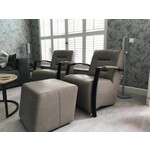 Set van 2 leren fauteuils met stalen frame en hoge rug - bruin leer - Echt leer, Industrieel, ontdek de vele Leersoorten en Kleuren bij ShopX