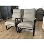 Set van 2 leren fauteuils zonder armleuning met kruisframe - wit leer - Echt leer, Industrieel, ontdek de vele Leersoorten en Kleuren bij ShopX