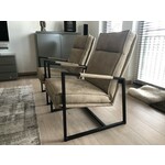 Set van 2 verschillende leren fauteuils met stalen frame - blauw leer - Echt leer, Industrieel, ontdek de vele Leersoorten en Kleuren bij ShopX