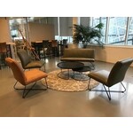 Set van 2 leren fauteuils zonder armleuning met kruisframe - bruin leer - Echt leer, Industrieel, ontdek de vele Leersoorten en Kleuren bij ShopX