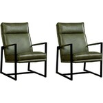 Set van 2 Leren fauteuils Lodge met sledepoot - Echt leer, Industrieel, Comfortabel en kies uit meer dan 150+ kleuren - Ontdek de Vele Leersoorten en Kleuren bij ShopX