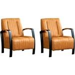 Set van 2 Leren fauteuils Beam - Echt leer, Industrieel, Comfortabel en kies uit meer dan 150+ kleuren - Ontdek de Vele Leersoorten en Kleuren bij ShopX