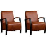 Set van 2 Leren design fauteuils hoge rugleuning Square - Echt leer, Industrieel, Comfortabel en kies uit meer dan 150+ kleuren - Ontdek de Vele Leersoorten en Kleuren bij ShopX