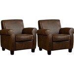 Leren fauteuil met houten poten - bruin leer - Echt leer, Klassiek, ontdek de vele Leersoorten en Kleuren bij ShopX