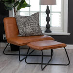 Leren fauteuil met houten poten - met hocker - groen leer - Echt leer, Klassiek, ontdek de vele Leersoorten en Kleuren bij ShopX