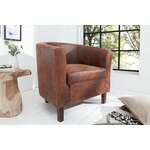Design loungestoel HEMINGWAY whiskybruin met armleuningen cocktailstoel massief houten poten - 38475