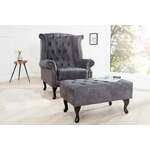 Chesterfield fauteuil 85cm antiek bruin met knoopstiksel en veerkern - 19448