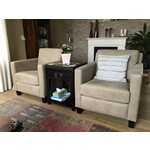 Set van 2 leren fauteuils met houten poten - bruin leer - Echt leer, Landelijk, ontdek de vele Leersoorten en Kleuren bij ShopX