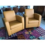 Set van 2 leren fauteuils met houten poten - wit leer - Echt leer, Landelijk, ontdek de vele Leersoorten en Kleuren bij ShopX