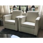 Set van 2 leren fauteuils met houten poten - blauw leer - Echt leer, Landelijk, ontdek de vele Leersoorten en Kleuren bij ShopX