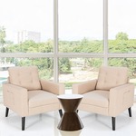Fauteuil Set van 2 Gestoffeerde Lounge Fauteuil Zithoogte 46 cm 4 Metalen Poten voor Woonkamer Eetkamer Laadvermogen 150 KG Lichtgrijs