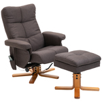 Fauteuil Vleugelstoel met Armleuningen Leesstoel met Poten van Massief Rubberhout Televisiestoel Gestoffeerde Stoel Grijs/Marineblauw