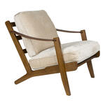 Dutchbone Fauteuil Washington Mangohout en geweven stof - Beige